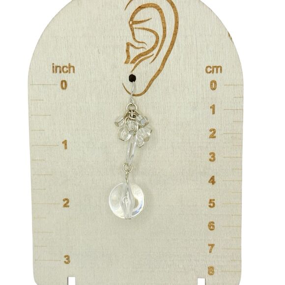 VTG Glass Beaded Dangle Earrings 2" Chandelier Silver-Tone Elegant Statement - Picture 10 of 10